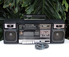 VTG Sony CFS-1000 Boombox Black AM/FM Stereo Cassette Tape Deck READ Radio Works