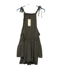 BOOHOO Luna Playsuit Sundress Open Shoulder Frill Sleeve Gray Womens 6 NWT
