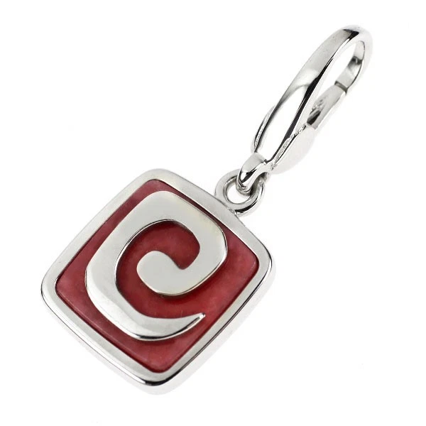 Bulgari K18WG rhodonite charm - Auth free shipping from Japan- Auth SELBY_JAPAN