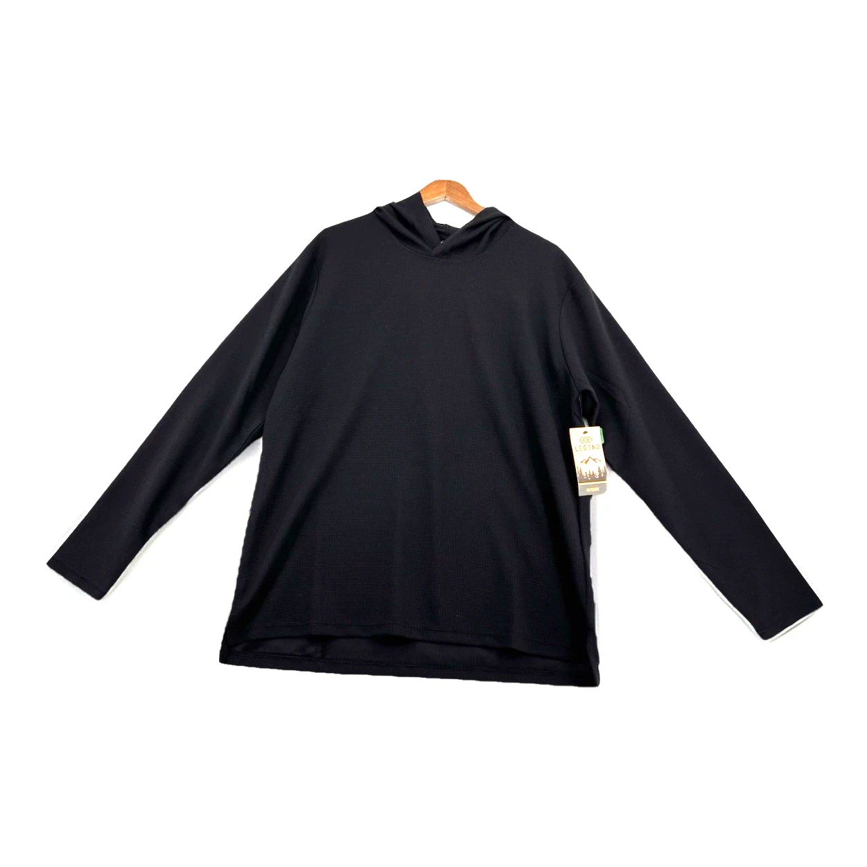 LEG3ND Outdoor Hoodie Mens XL Black Waffle Knit Performance Pullover NWT
