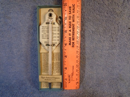 Vtg TAYLOR Instrument Roast Meat Thermometer # 5936 & Box & Skewer Rochester N.Y - Picture 14 of 21