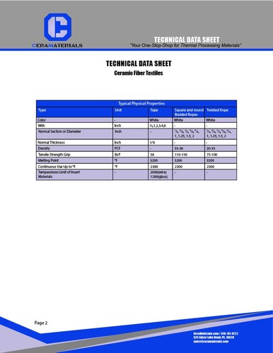 Ceramic Fiber Rope - 1/4 inch(Round Braided)-2300°F-1530 feet FULL ROLL-INCONEL - Picture 4 of 4
