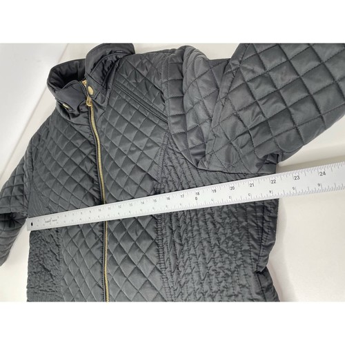Ellen Tracy Jacket Quilted Puffer Full Zip Mock Neck Pockets Black Plus Size 1X - Picture 10 of 11