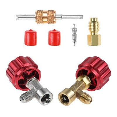 4 PCS R134a Can Tap Kit, Self Sealing & Puncture Can Taps with Tank Adapter Red