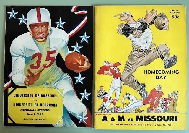 1952 University of Missouri Tigers vs Oklahoma A&M, Nebraska 2 Football Programs