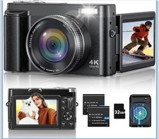 Newest 4K Digital Camera for Photography and Video, 48MP Vlogging Camera with SD