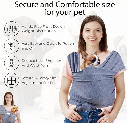 Sling Carrier for Small Dogs & Cats, Comfortable, Weight-Distrib<wbr/>uting - Grey