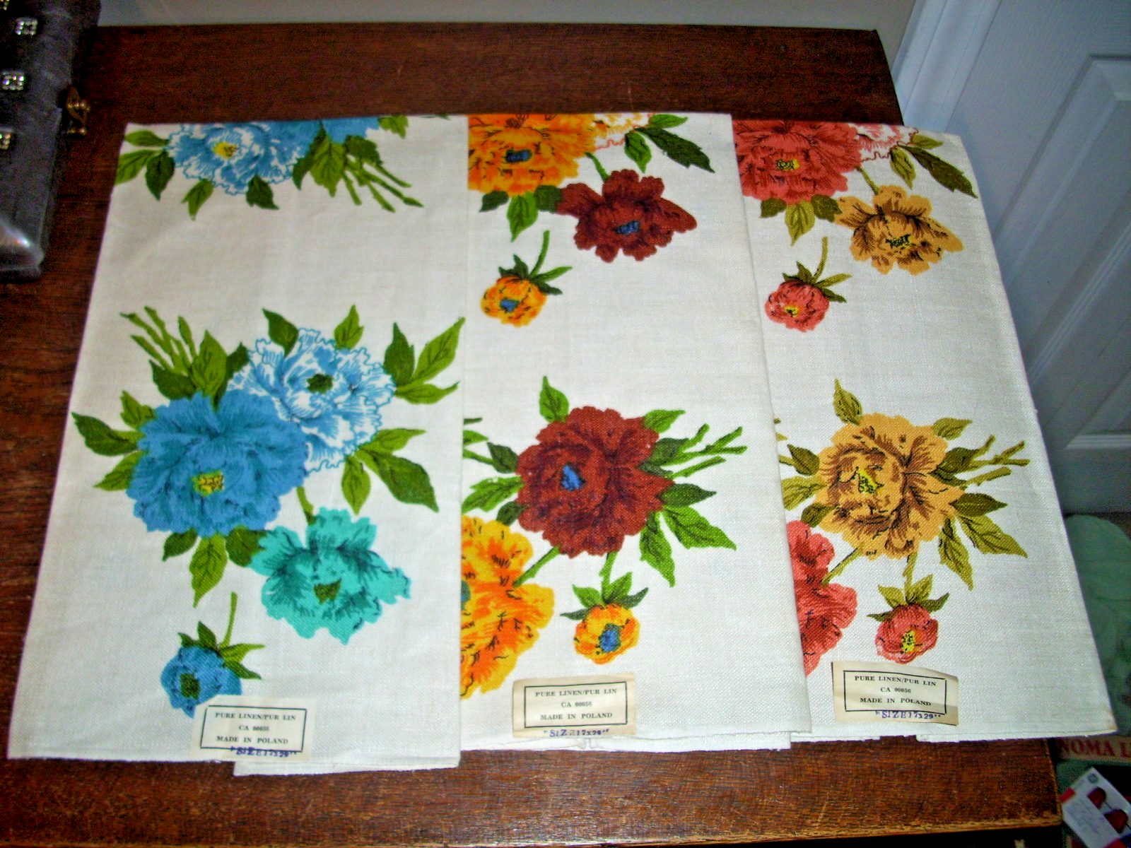 Set of 3 VintageNew With Tags Pure Linen Tea Towels Made in Poland