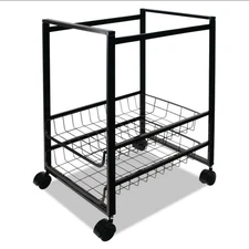 Advantus 34075 2 Drawers 1 Bin Metal Mobile File Cart w/ Sliding Baskets New