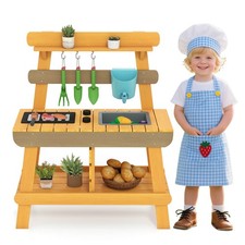 Play Kitchen for Kids with Removable Faucet Sink Grill Rack Rotation Knobs