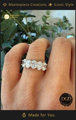2.5CT 14k Yellow Gold Oval Lab Grown Diamond Half Eternity Band for Girlfriend