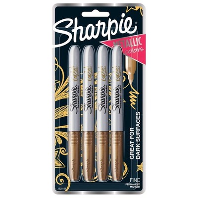 Metallic Fine Point Permanent Marker, Gold, 4 Count