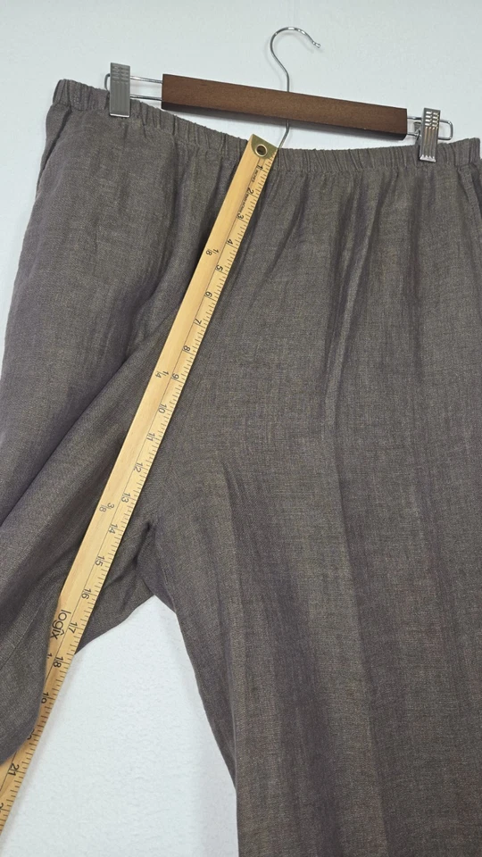 FLAX Purple/ Brown Women's Baggy Wide Leg Ankle Pants 100% Linen Sz M Lagenlook - Image 4 of 4