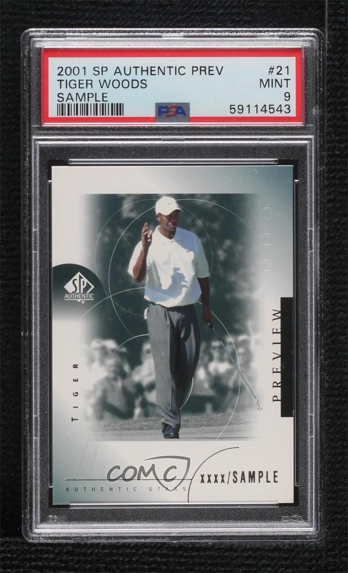 2001 SP Authentic Preview Authentic Stars Tiger Woods #21 PSA 9 MINT 0c37