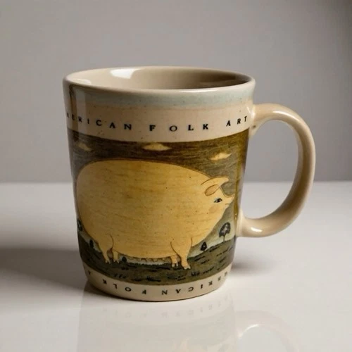 Vintage Otagiri Coffee Mug American Folk Art Warren Kimble 12 oz Made in Japan