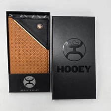 HOOEY Rodeo Wallet All Over Basketweave Black Leather Corner Overlay HW002 TNBR