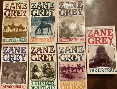 Zane Grey Lot of 7 Vintage Harper Paperbacks   1990s Edition w/ Matching Covers