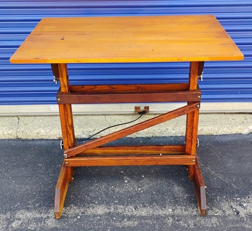 antique 1940's H.E. SMITH & CO. Drafting Table 36 X 24" very clean SOLID OAK ex - Picture 4 of 14