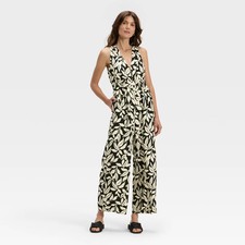 Women's Jumpsuit - A New Day Black Leaf M