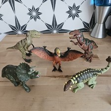 Dinosaurs Figures Euoplocephalus T-Rex Triceratops Dimorphodon Toys 5 Lot