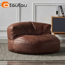 Kunstleder Sitzsack Bezug Lazy Bean Bag Pouf Sitzkissen D100cm