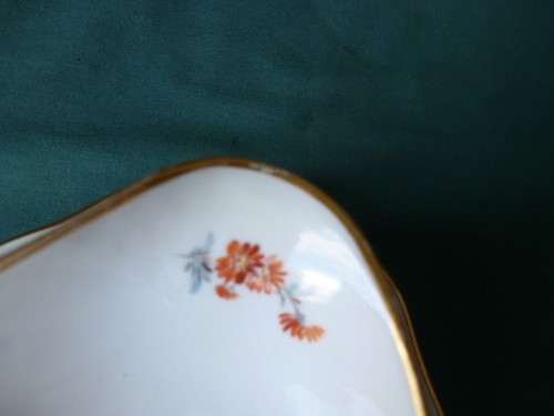 Meissen Porcelain Blue Crossed Swords Two Handled Scattered Flowers Gravy Boat - Picture 10 of 14