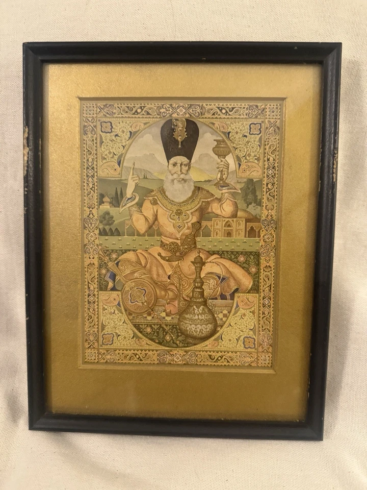 Juego de impresión de arte en miniatura persa vintage (lote de 5)- detalles de lámina de oro Foto 4 de 4