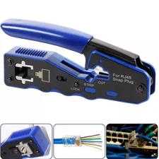 RJ45 Pass Through Crimping Tool for Cat5 Cat5e Cat6 Plugs Connector Network US