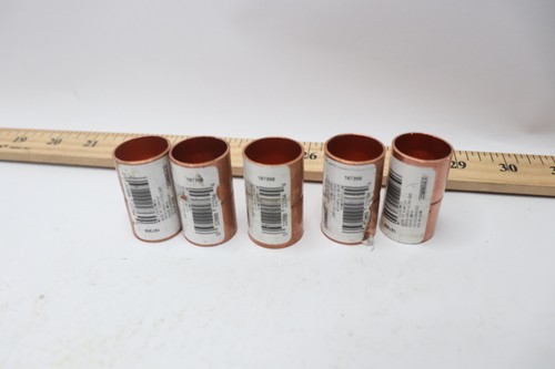 (5-Pk) Everbilt Coupling with Stop Fitting Copper 3/4" Pressure Cup x Cup 187356