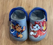 EUC Infant Crocs Fun Lab Paw Patrol Patch Clogs - Light Gray/Blue - Size 4