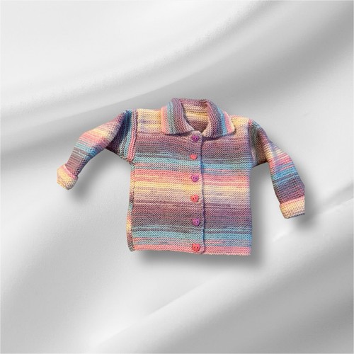 3-6 Monate Baby Mädchen Strickjacke & Mütze Baumwollmischung handgestrickt - Bild 2 von 3