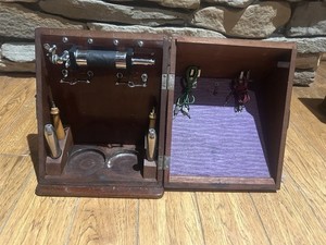 Antique ELECTROTHERAPY MACHINE "QUACK" MEDICAL DEVICE Wood Box