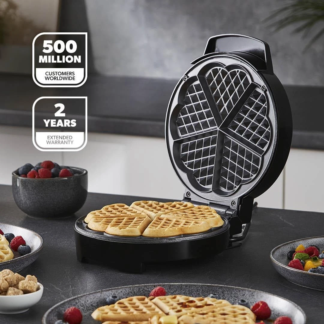 GEEPAS Waffle Maker Iron Heart Shape Non Stick 5 Belgian 1000W Machine Baking
Opens in a new window