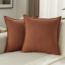Chenille Throw Pillow Covers 18x18 Inch Set of 18" x 18" Pack of 2 Rust
