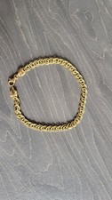 18K Solid Gold Cuban Link Bracelet 9cm 5mm  3g- Heavy Lobster Clasp
