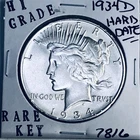 1934 D PEACE SILVER DOLLAR HI GRADE GENUINE U.S. MINT RARE KEY COIN 7816
