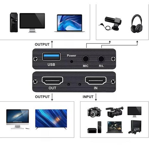 New Alloy Video Capture Card 4K Screen Record Game Streamer Device MIC - Zdjęcie 13 z 13