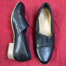 Clarks Collection Juliet Trim Leather Slip On Loafers Comfort Black Size 7