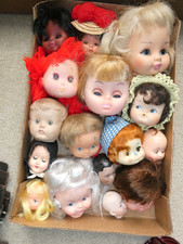 BIG Lot of 16 Vintage 1950s to 1980s Girl Other Character Doll Heads 1.5-3.5" T