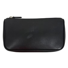 Vintage Coach Black Leather Zip Utility Pouch Clutch