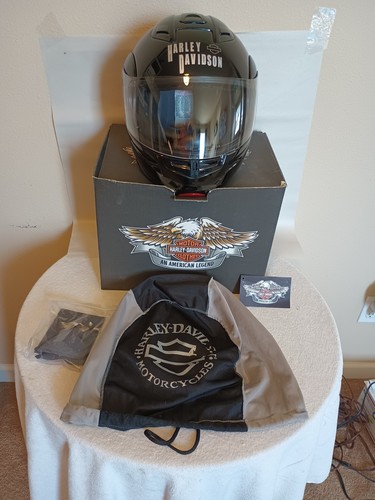 Harley-Davidson Mens M Black Motorcycle Helmet 97212-02V/000M Face Shield &Mask
