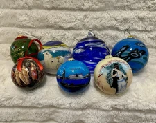 Assorted Lot Of 7 Glass Christmas Ornaments 