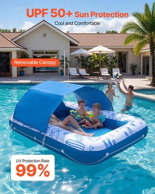 VEVOR Inflatable Pool Float with Canopy 82