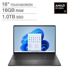 Dell 16 16" FHD+ Touchscreen AMD Ryzen 7 250 16GB DDR5 1TB SSD W11h Laptop BK