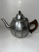 Mirro Aluminum Teapot & Strainer Colonial Style Much Wear Vintage