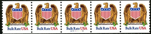 Eagle & Shield Bulk Rate USA W/A Gold Wings MNH PNC5 Pl A1111111010 Scott 2602 - Picture 2 of 2