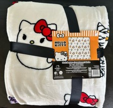 Hello Kitty Halloween Plush Blanket Full Queen 90x90 Ghost Kitty Pumpkin Witch
