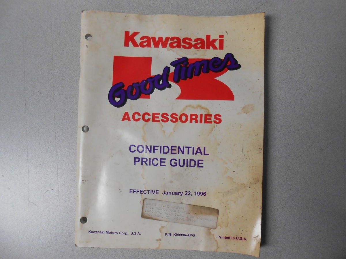 Kawasaki 1996 Accessories Confidential Price Guide Catalog K99996