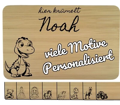 HANDGEFERTIGT Personalisiertes Bambus Schneidebrett für Kinder, Geburt, Taufe oder Geburtstag
