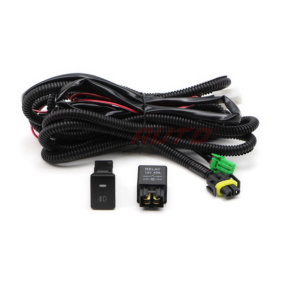 For Toyota Lexus Jeep Nissan H11 Fog Light Wiring Harness LED Lamp Relay Switch - Image 2 of 4